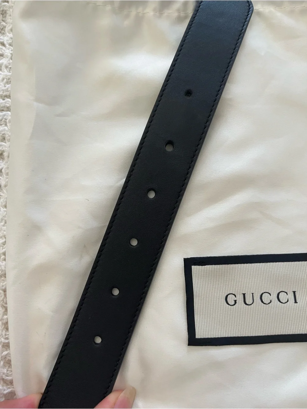 Gucci Black Leather Belt with Gold Double G Buckle - Distressed Brass size 80
